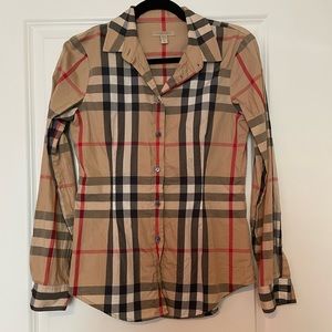 Burberry Brit plaid button down top Sz XS